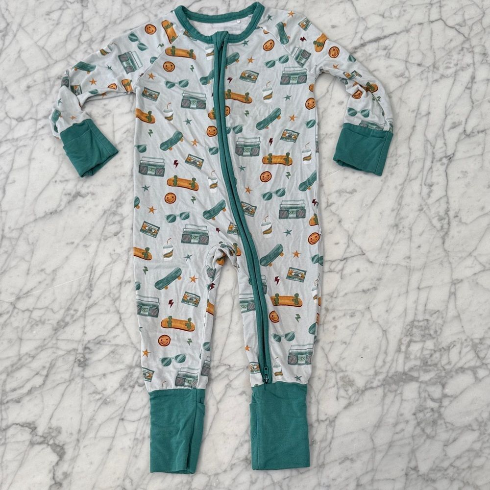 Roll with it Skateboard Bamboo Convertible Pajama Emerson and Friends S 12-18 Mo